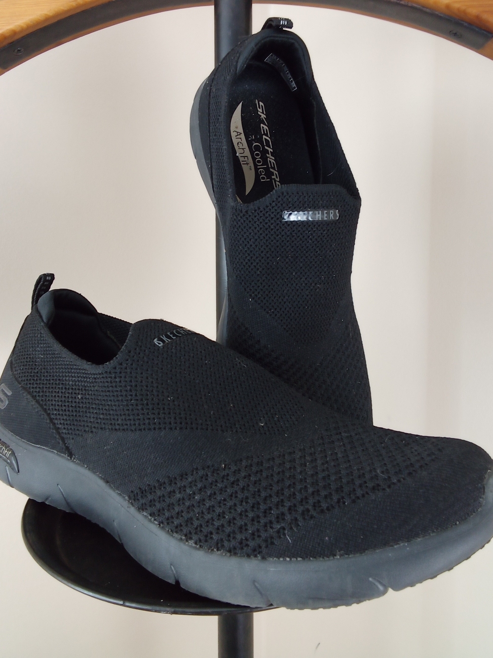 Skechers Women’s Black Slip-On Knit Walking Sneakers